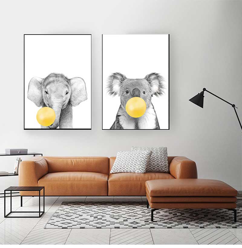 Baby Nursery Yellow - Baby Nursery Yellow Balloons Animal Wall