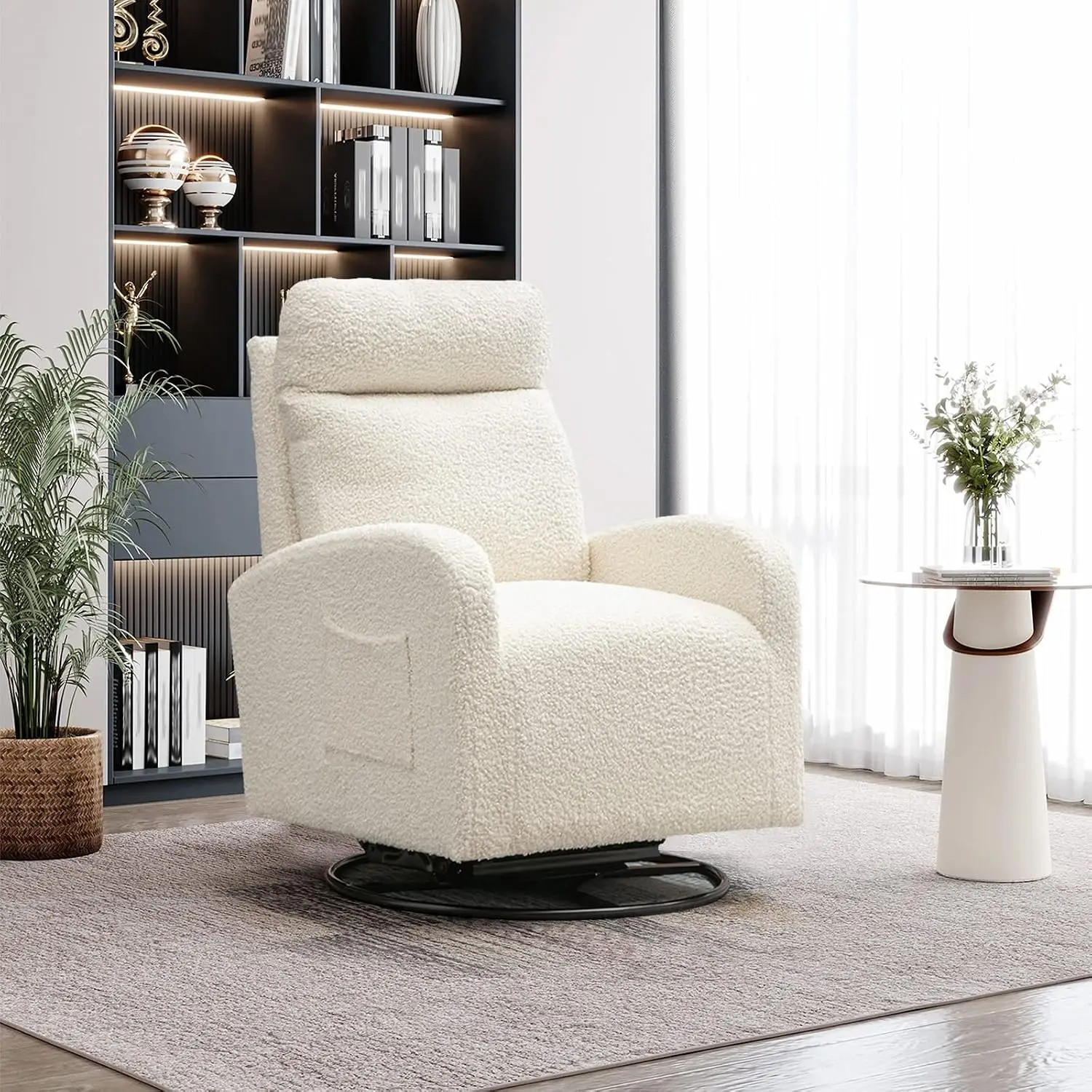 Baby Nursery Rocking Chair - Modern Swivel Glider Chair, Upholstered Accent
