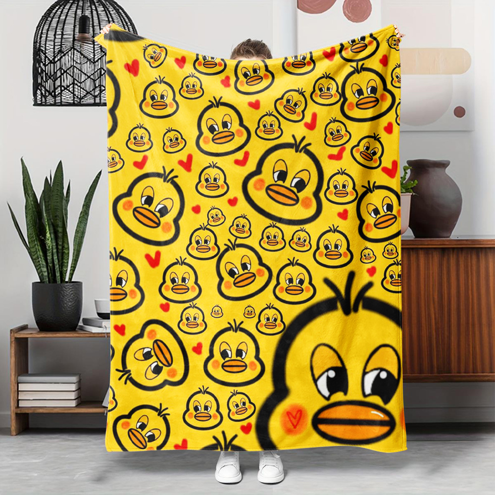 Baby Nursery Yellow - Cute Yellow Duck Print Throw Blanket