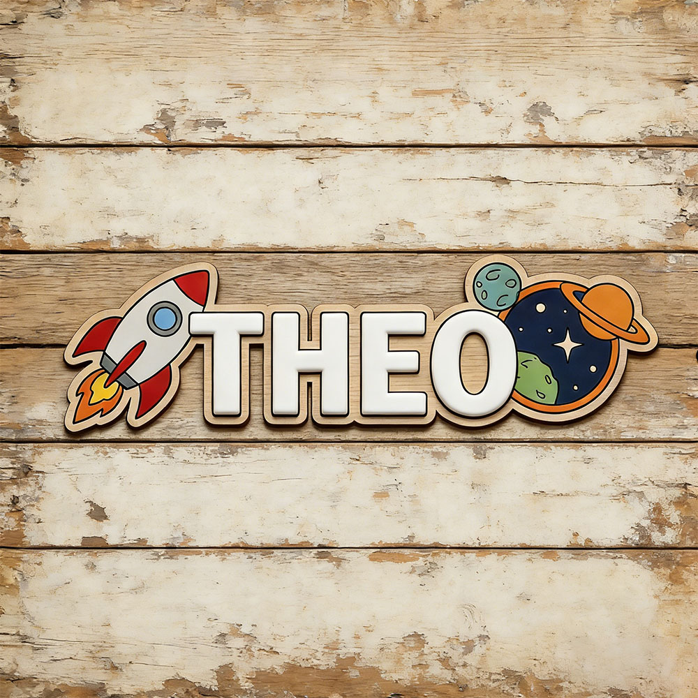 Baby Nursery - Personalized Space Rocket Name Sign for