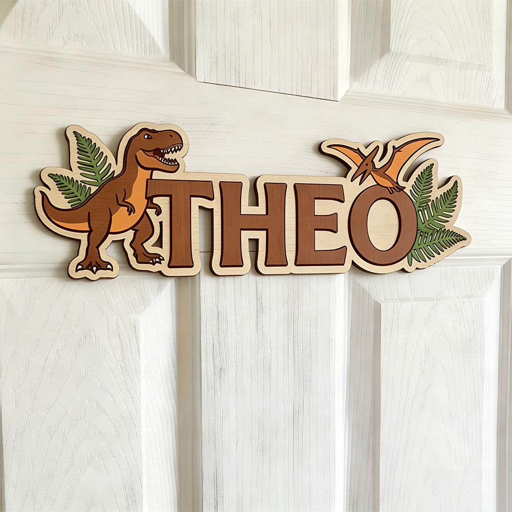 Baby Nursery - Personalized Dinosaur Name Sign for The