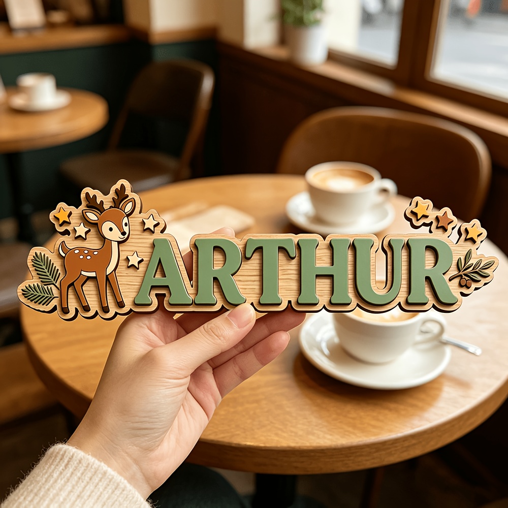 Baby Nursery - Custom Deer & Star Wooden Name