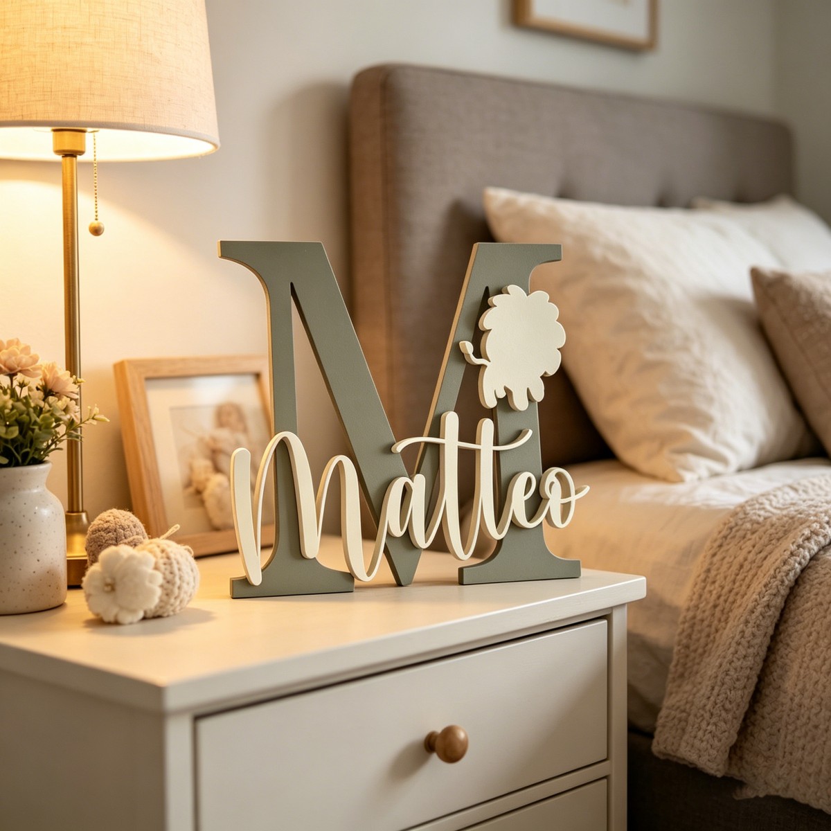 Baby Nursery - 1Pc Custom Lion Name & Initial