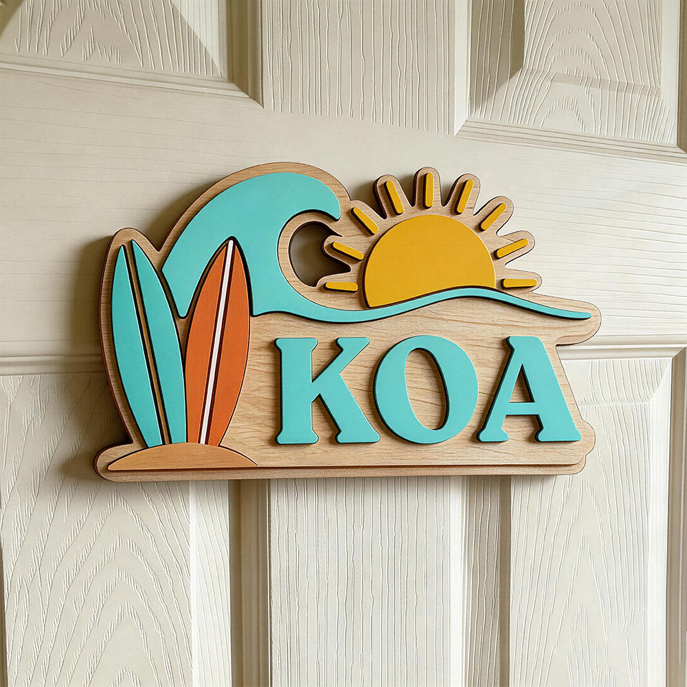 Baby Nursery - Custom Beach Wave Surfboard Sun Name