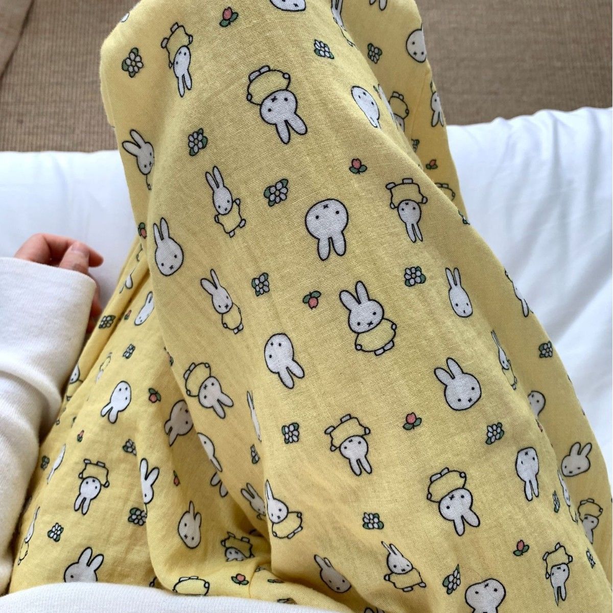 Baby Nursery Yellow - Yellow Bottom Miffy 100% Cotton Double