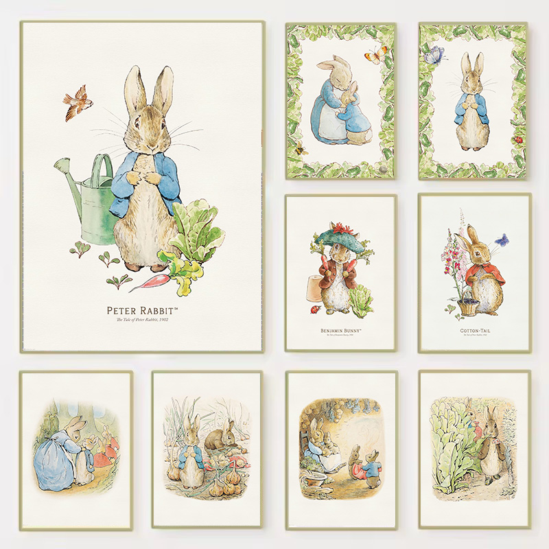 Baby Nursery Vintage Decor - 1PC frameless decorative art print,Vintage Boho