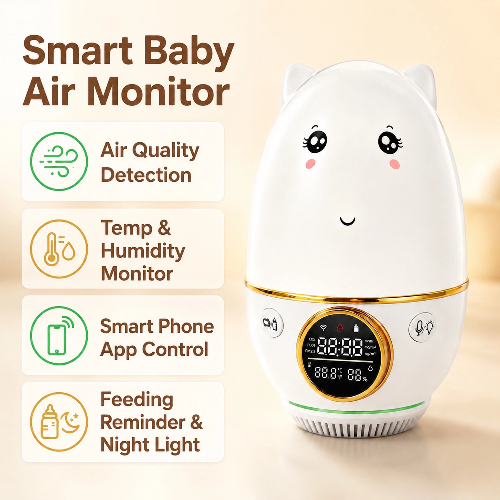 HoldPeak Baby Monitor CO₂±50pp - Baby Nursery Co ulasan dan harga