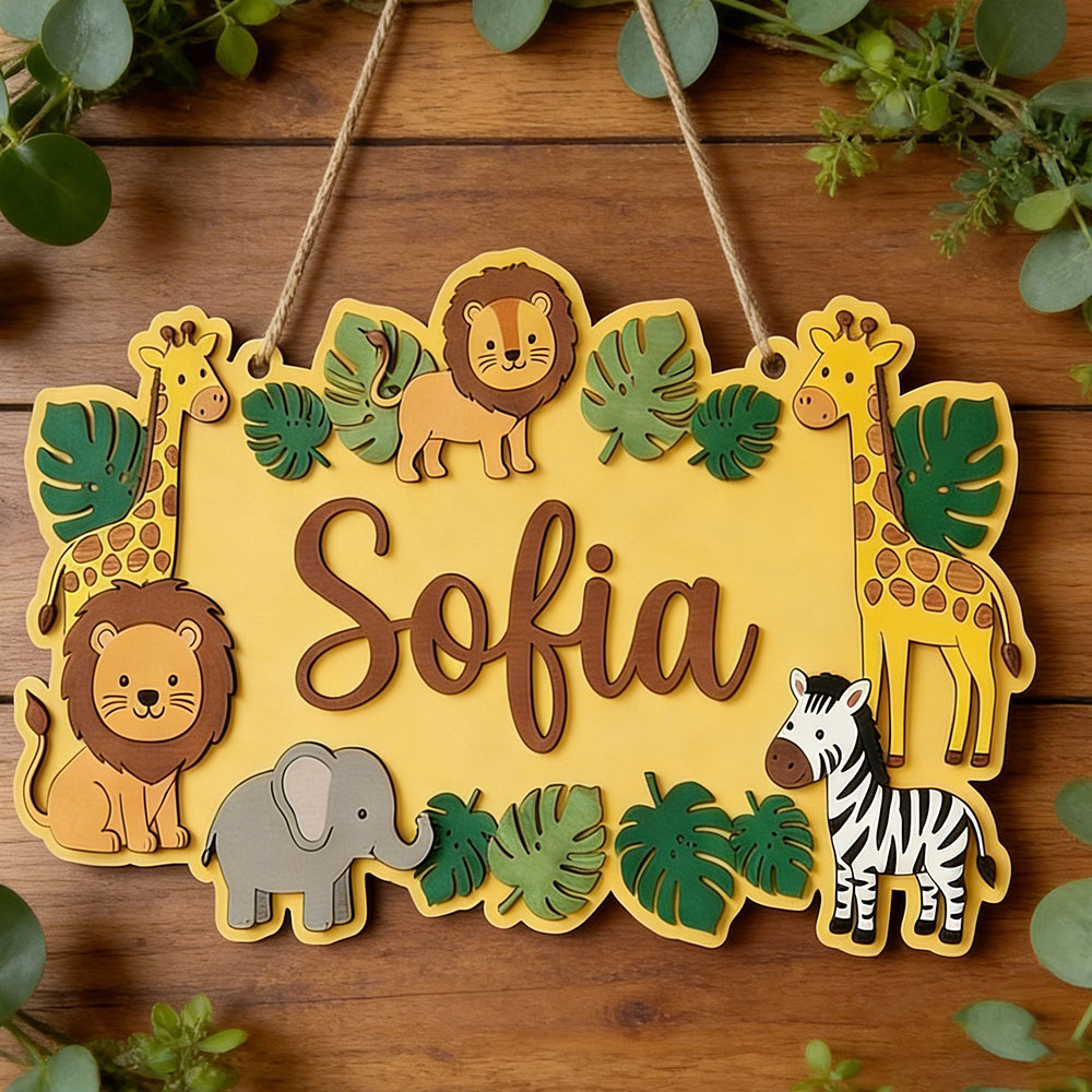 Personalized Safari Name Sign, - Baby Nursery Yellow ulasan dan harga