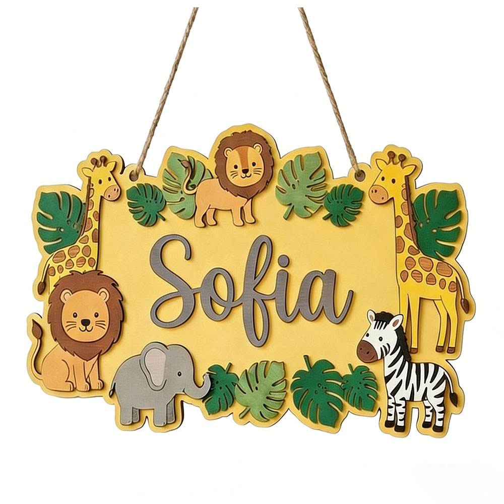 Personalized Safari Name Sign, - Baby Nursery Yellow ulasan dan harga