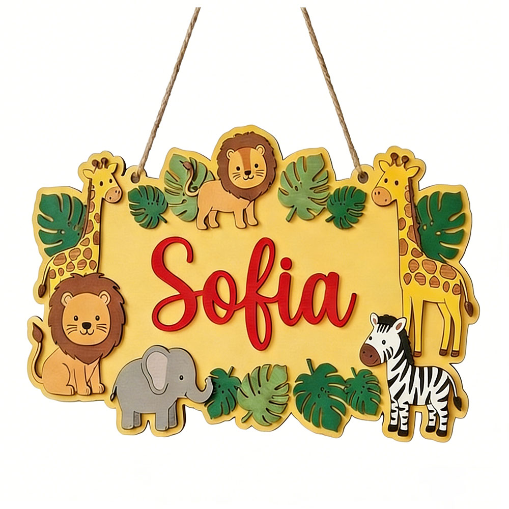 Personalized Safari Name Sign, - Baby Nursery Yellow ulasan dan harga