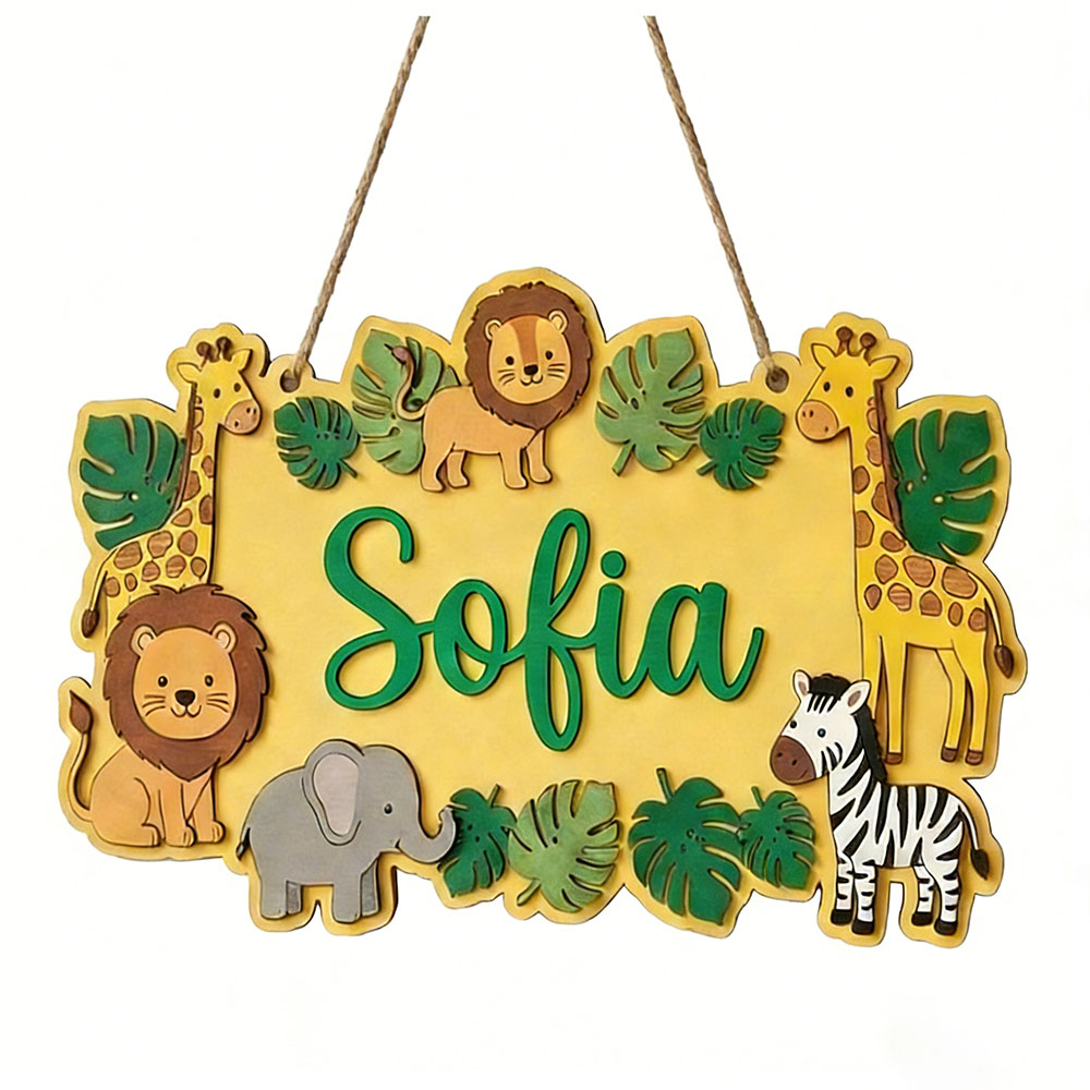 Personalized Safari Name Sign, - Baby Nursery Yellow ulasan dan harga