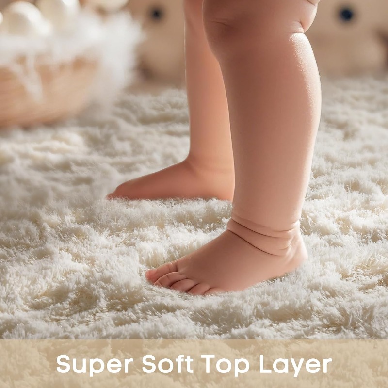 Round Cream White Rug Soft Flu - Baby Nursery Game ulasan dan harga