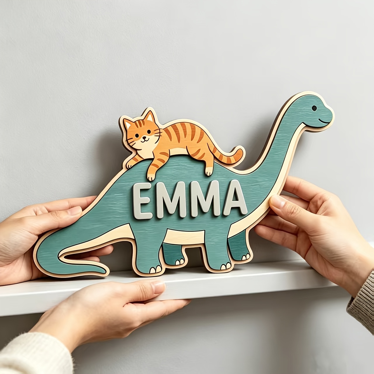 Personalized Cat Riding Dinosa - Baby Nursery ulasan dan harga