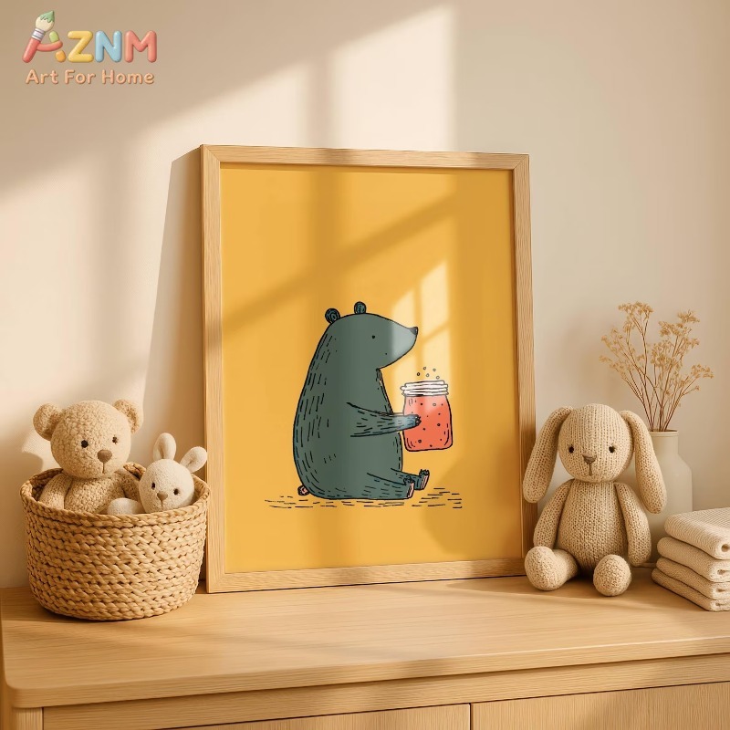AZNM Cartoon Bear Honey Jar Ca - Baby Nursery Yellow ulasan dan harga