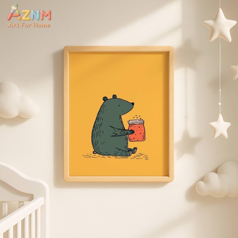 AZNM Cartoon Bear Honey Jar Ca - Baby Nursery Yellow ulasan dan harga