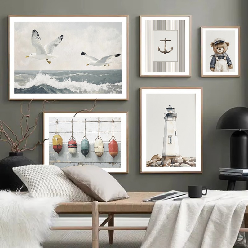 Neutral Nautical Nursery Art V - Baby Nursery Vintage Decor ulasan dan harga