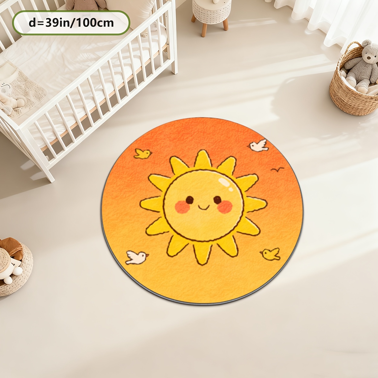 Kids Round Sun Rug Yellow Play - Baby Nursery Yellow ulasan dan harga