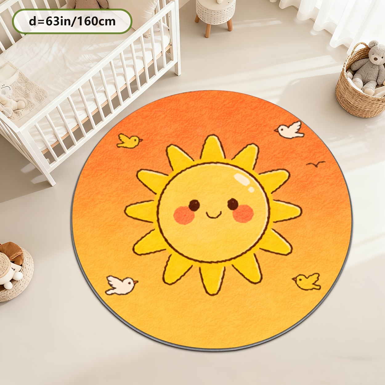 Kids Round Sun Rug Yellow Play - Baby Nursery Yellow ulasan dan harga