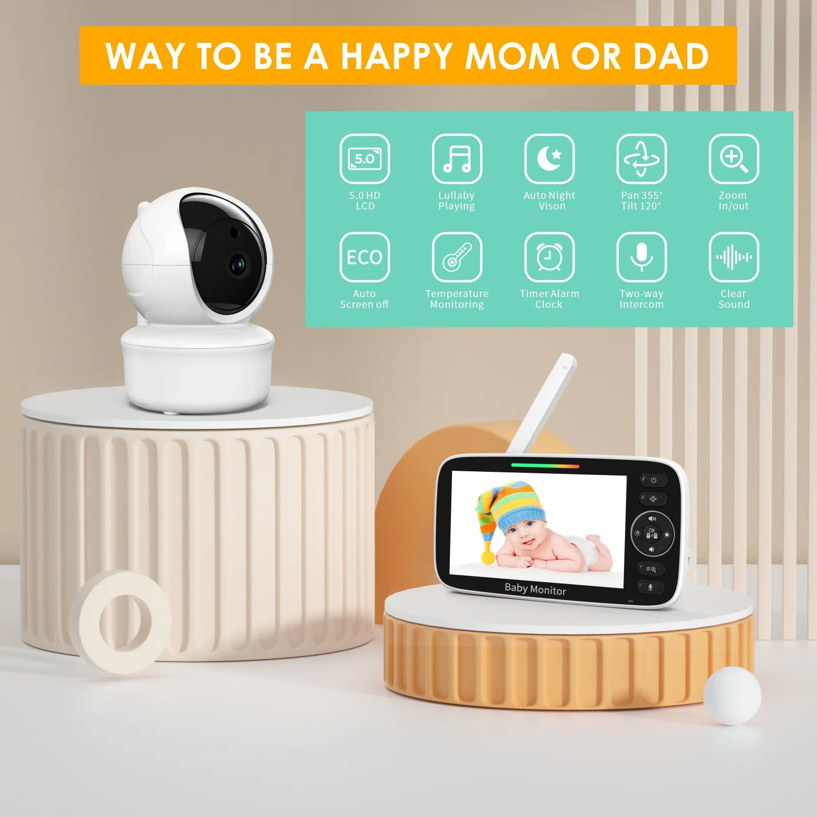 Baby Monitor with 5-inch LCD S - Baby Nursery Videos ulasan dan harga