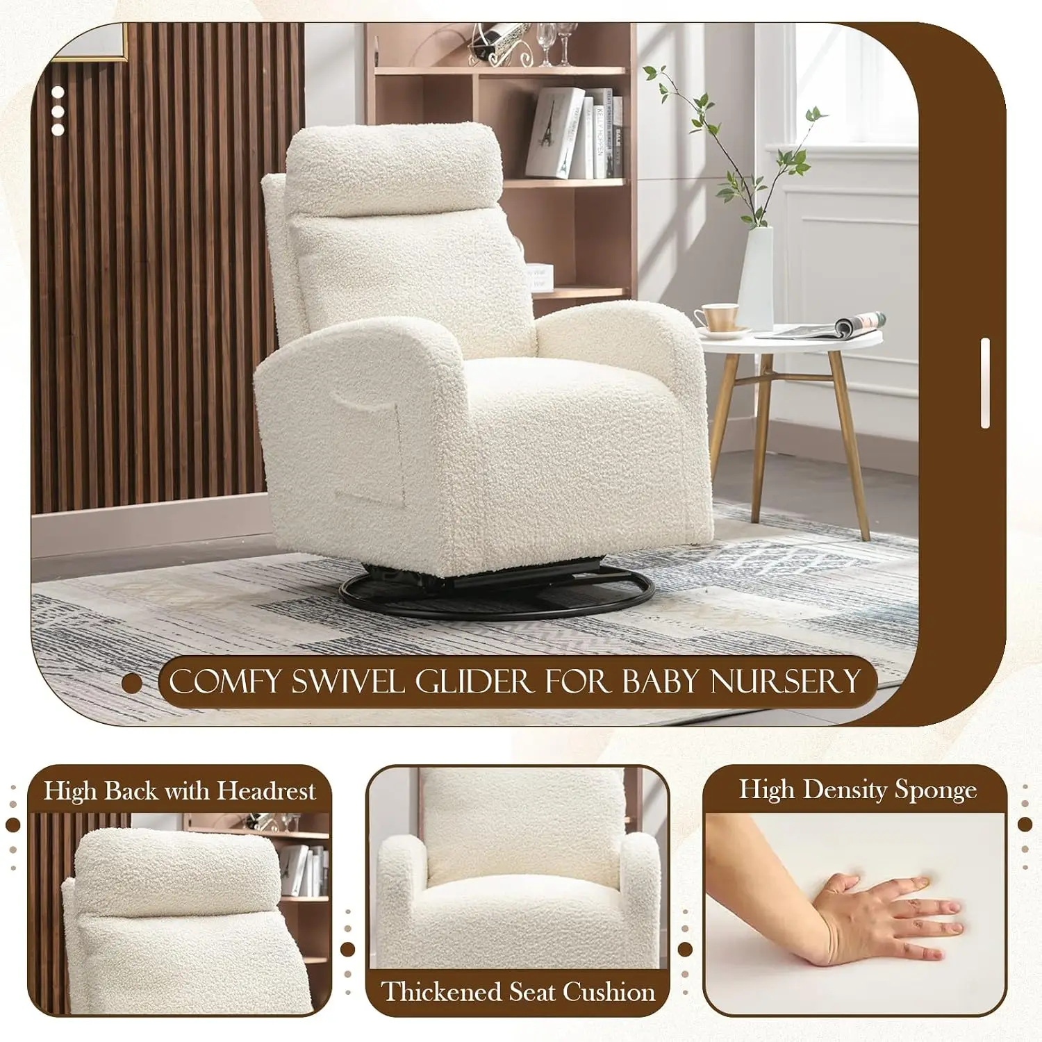 Modern Swivel Glider Chair, Up - Baby Nursery Rocking Chair ulasan dan harga