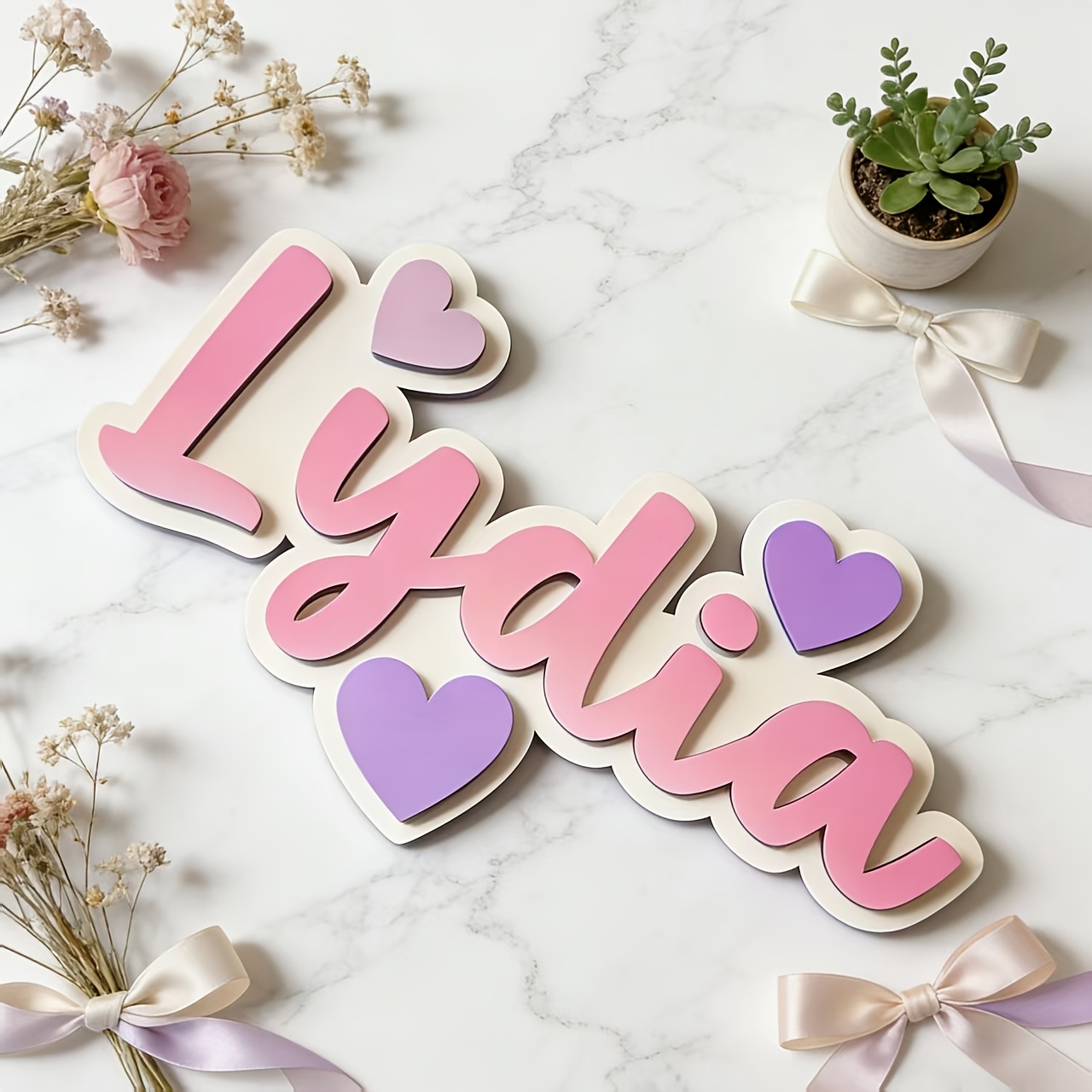 Personalized Gradient Heart Na - Baby Nursery ulasan dan harga