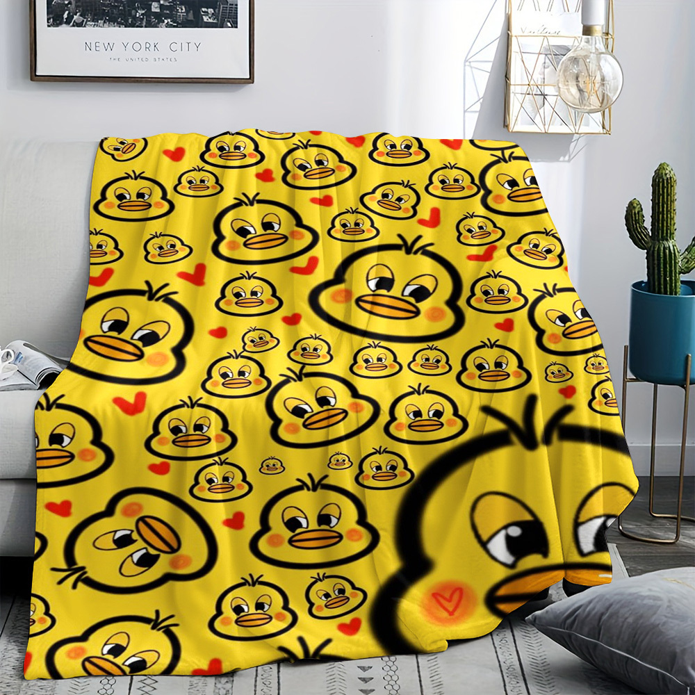 Cute Yellow Duck Print Throw B - Baby Nursery Yellow ulasan dan harga