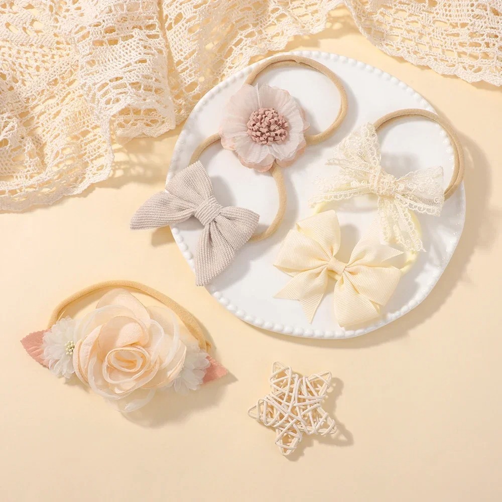 5Pcs Baby Flower Lace Bow Head - Baby Nursery Set ulasan dan harga