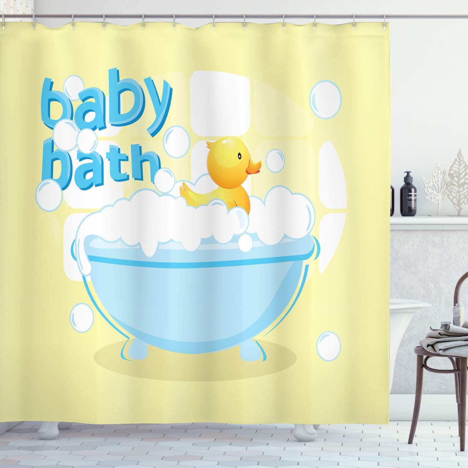 Yellow Baby Bath Shower Curtai - Baby Nursery Yellow ulasan dan harga