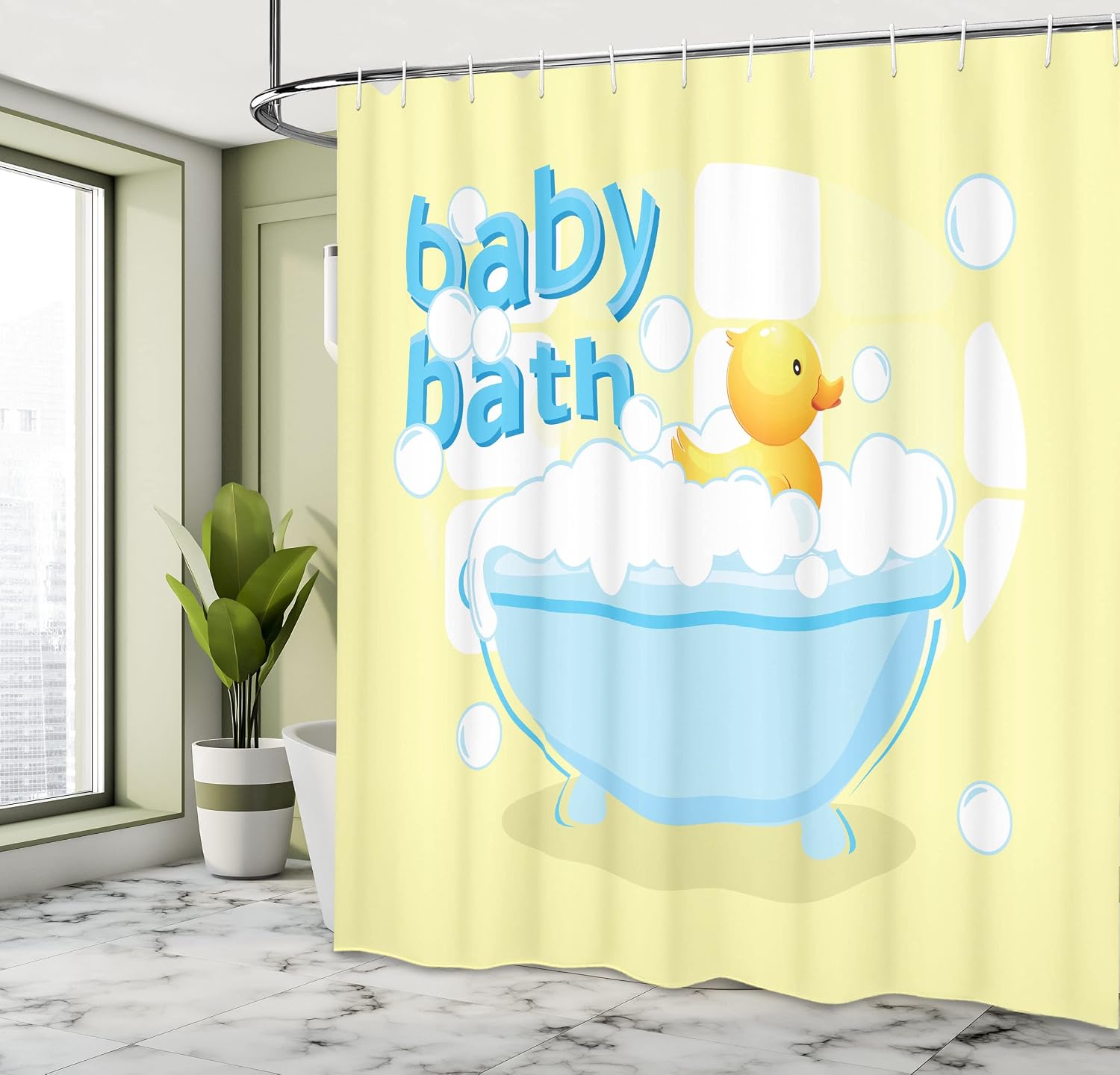 Yellow Baby Bath Shower Curtai - Baby Nursery Yellow ulasan dan harga