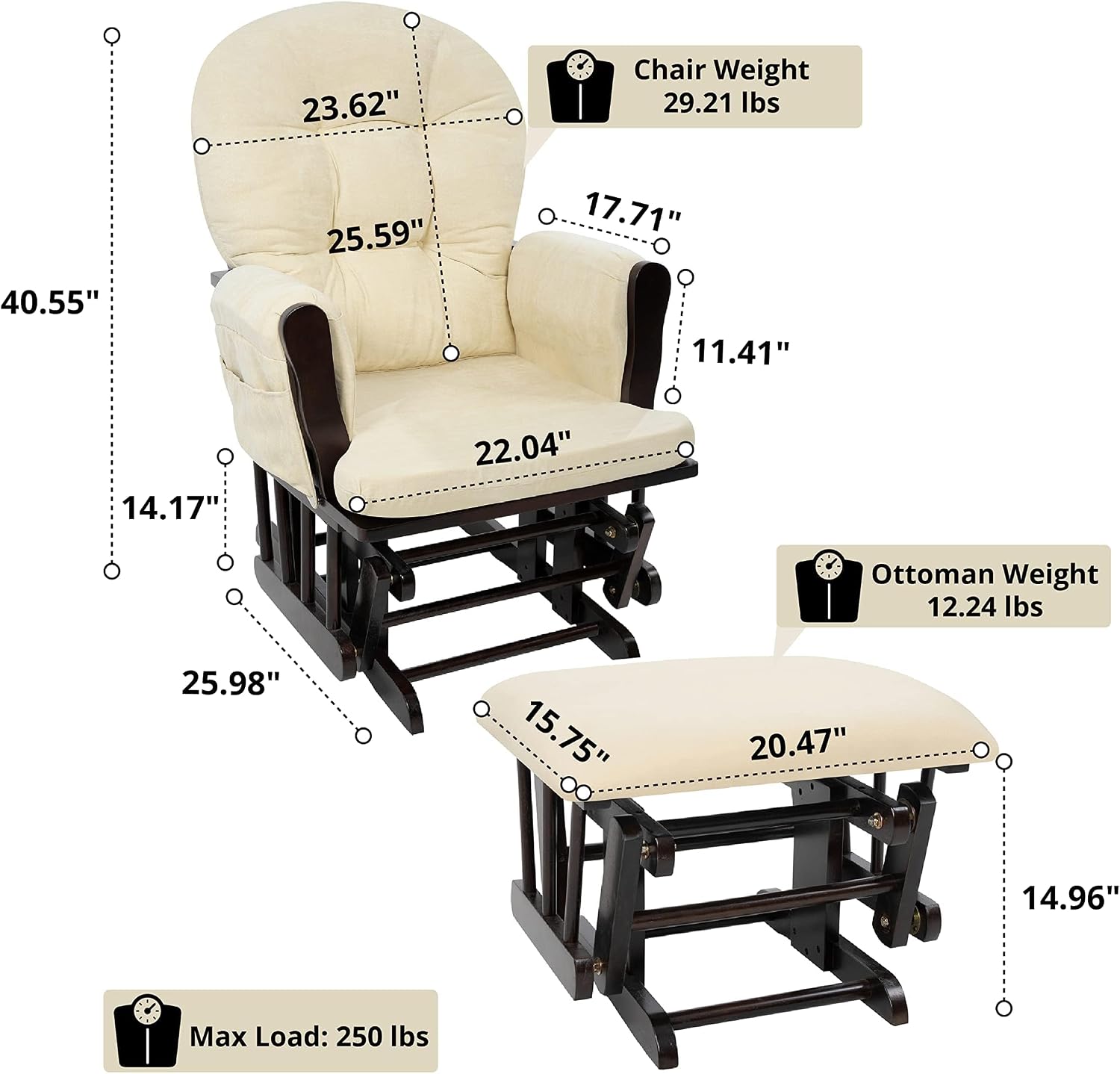 Upholstered Indoor Glider Rock - Baby Nursery Rocking Chair ulasan dan harga