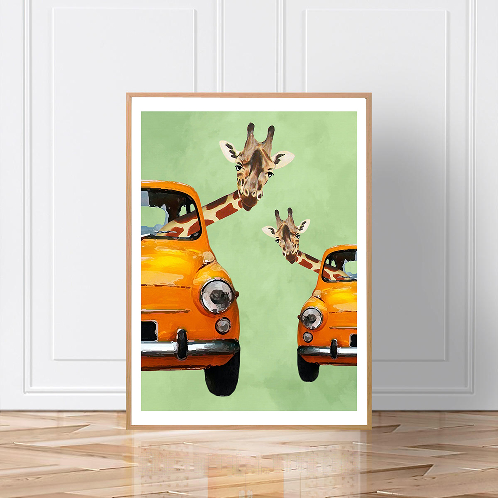 Giraffes In Yellow Cars Cartoo - Baby Nursery Yellow ulasan dan harga