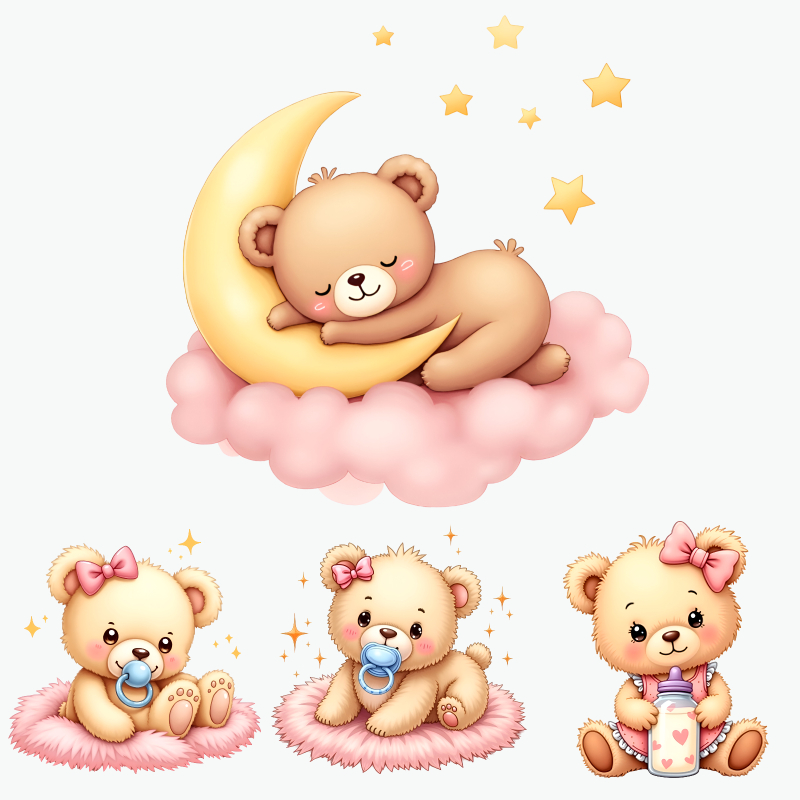 Cute Baby Bear Stickers Set So - Baby Nursery Yellow ulasan dan harga