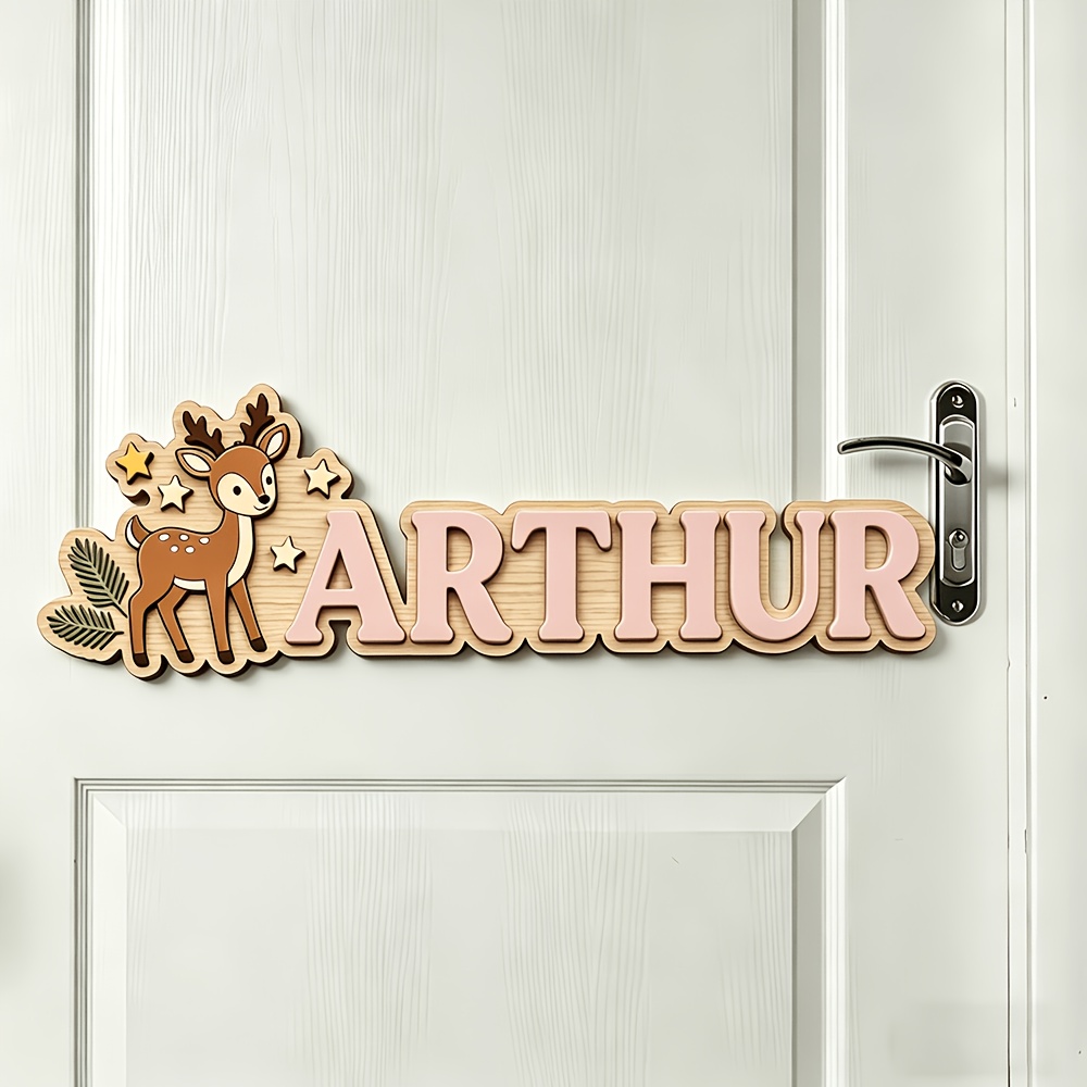 Custom Deer & Star Wooden Name - Baby Nursery ulasan dan harga