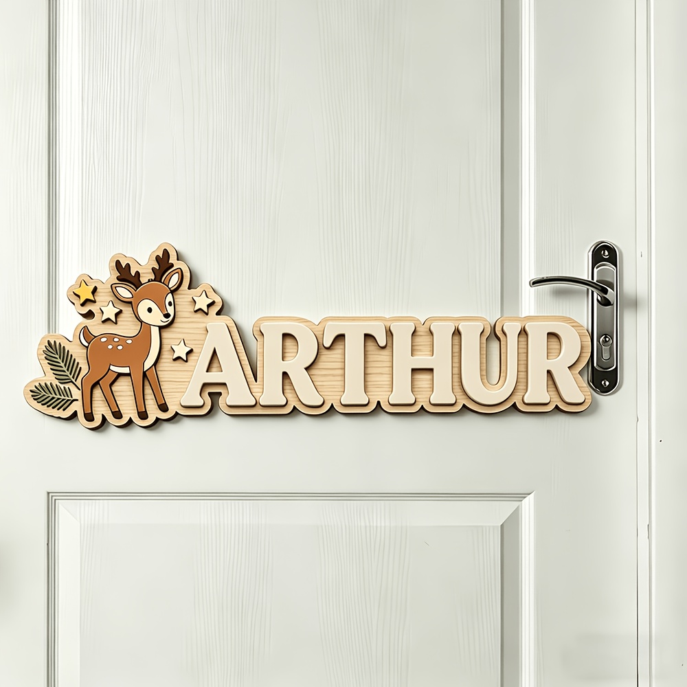 Custom Deer & Star Wooden Name - Baby Nursery ulasan dan harga