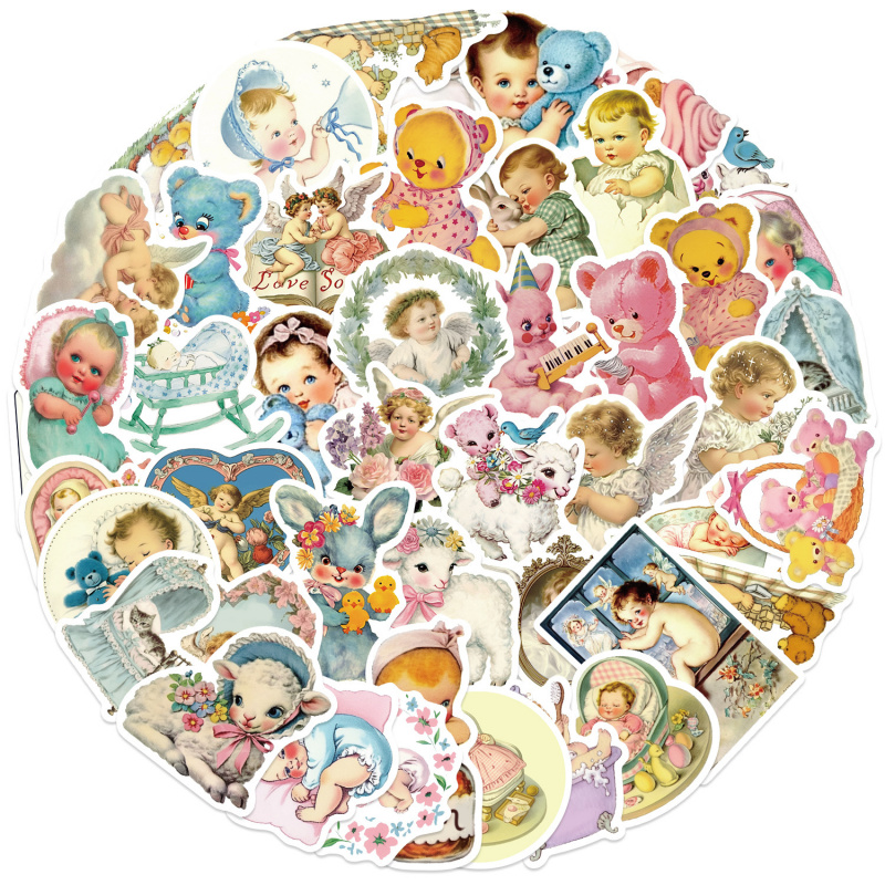 50pcs Vintage Baby Stickers Cu - Baby Nursery Vintage Decor ulasan dan harga