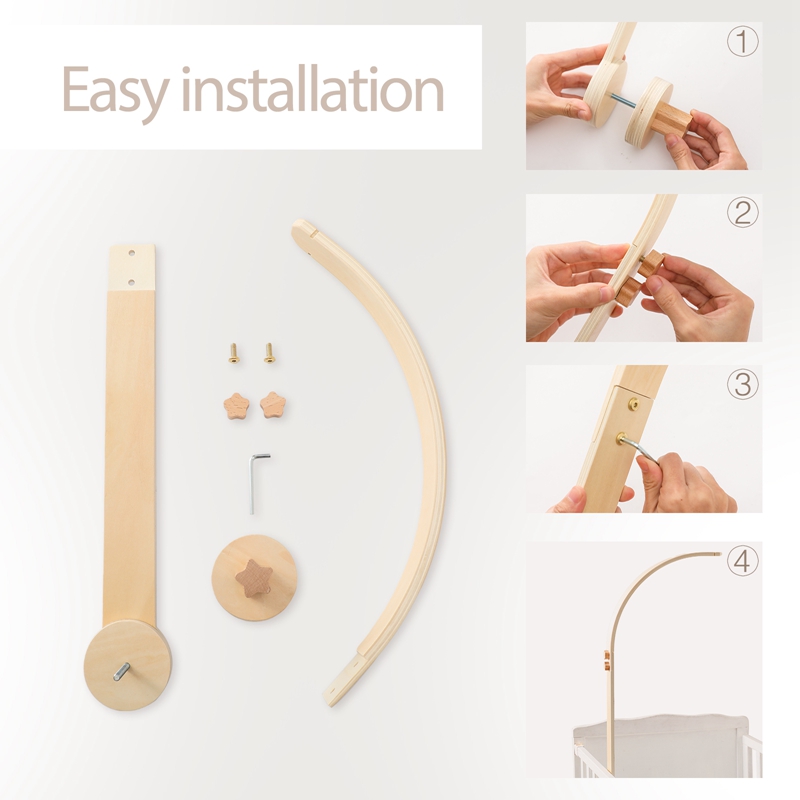 Baby Wooden Bed Bell Bracket M - Crib Mobile Musical ulasan dan harga