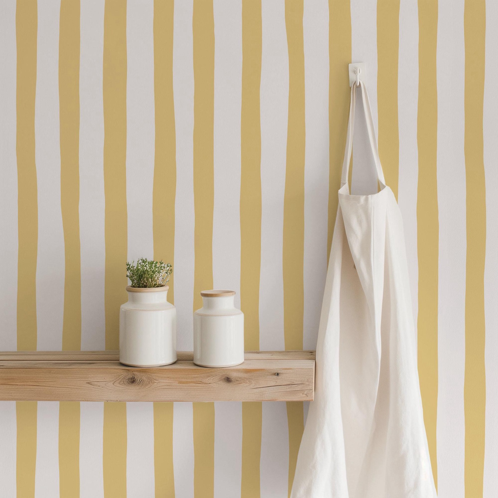 Sunshine Yellow Wobbly Stripes - Baby Nursery Yellow ulasan dan harga