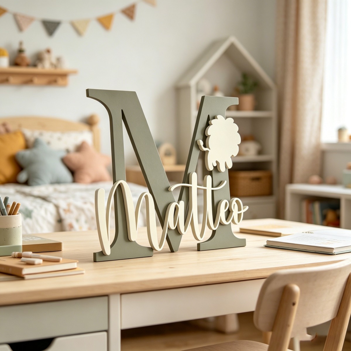 1Pc Custom Lion Name & Initial - Baby Nursery ulasan dan harga
