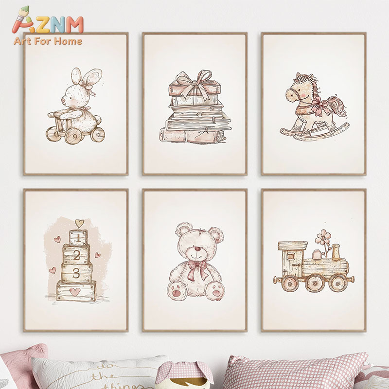 AZNM Vintage Baby Toy Canvas W - Baby Nursery Vintage Decor ulasan dan harga
